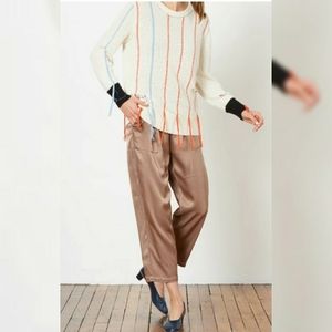 Raquel Allegra striped Fringe Crew Neck Sweater 2